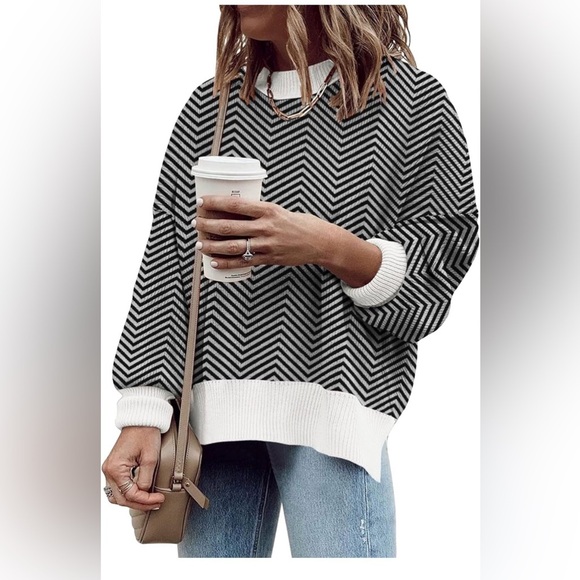 None Sweaters - 🆕Trendy Batwing Sleeve Colorblock Striped Knit Pullover Sweater